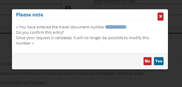 Скриншот подтверждения введенного номера паспорта