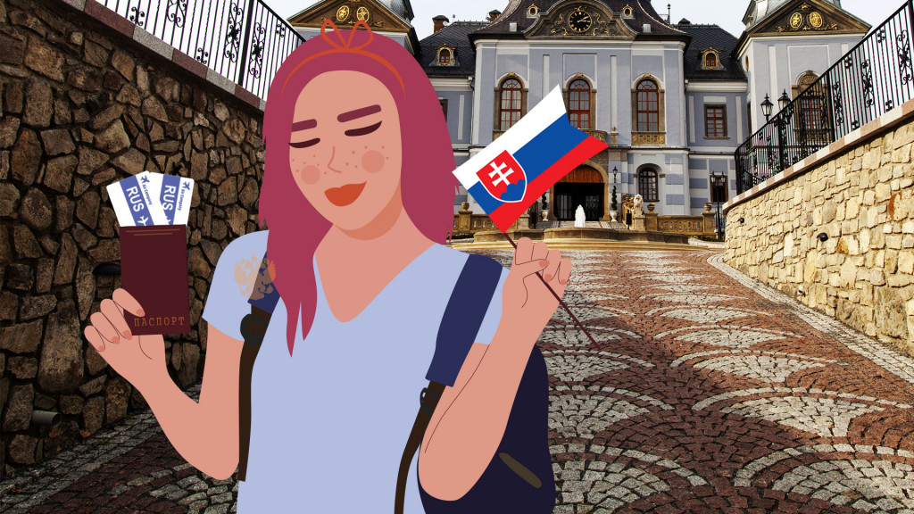 Девушка из России радуется получению визы в Словакию